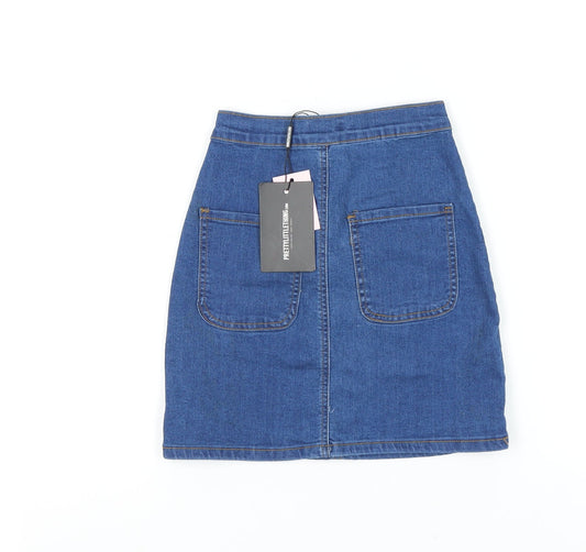 PrettyLittleThing Women's Blue Denim Skirt, Size 6