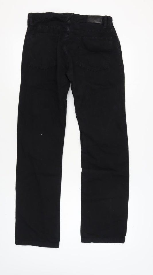 Zara Men’s Black Straight Jeans, Size L, Dark Wash