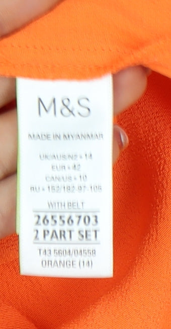 Womens UK Size 14 Marks and Spencer Orange Basic Blouse