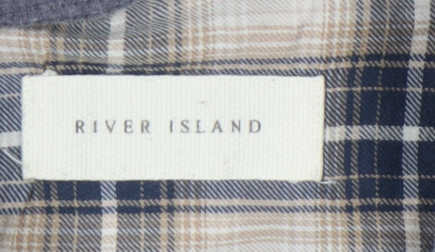 River Island Men's Blue Plaid Flannel Shirt M