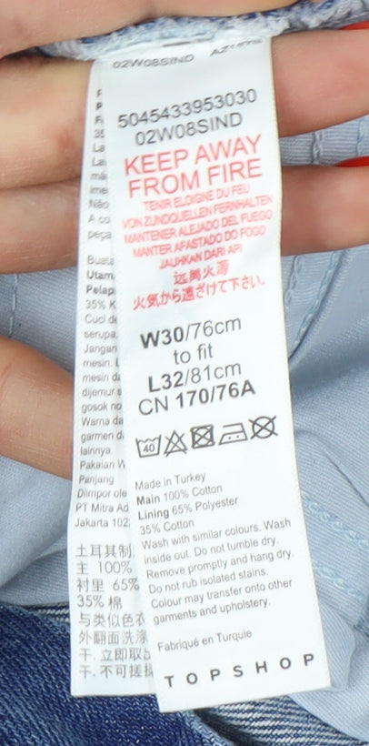 Topshop Blue Women's Mom Jeans, Size 30, Relaxed Fit