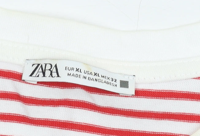 Womens UK Size XL Zara Red Basic T-Shirt