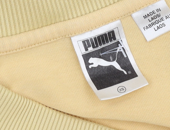 Close-up detail of Puma Women's Beige Wrap Sweatshirt XS, Casual V-Neck