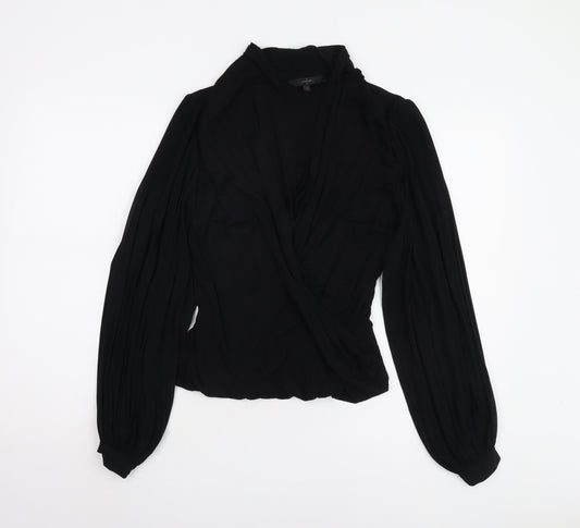 Womens UK Size 8 Jasper Conran Black Wrap Blouse