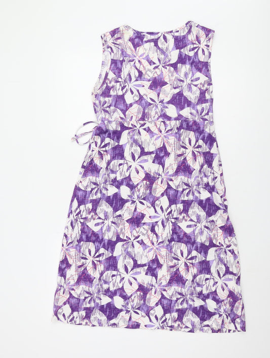Mantaray Women's Purple Floral Sleeveless Dress Size 10