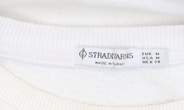 Stradivarius Women's White Logo Pullover Sweatshirt Size 12