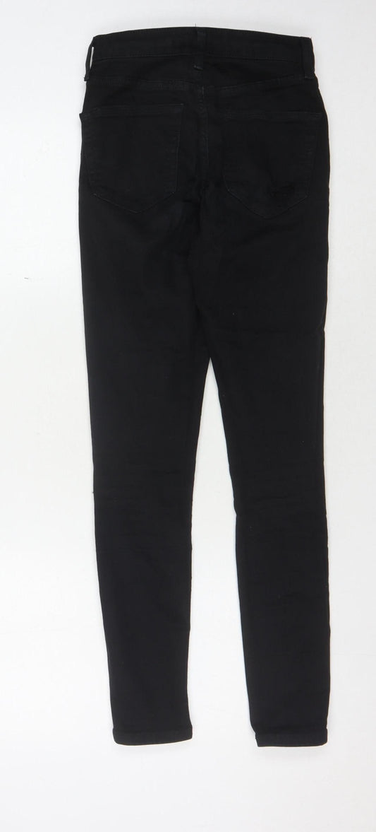 Topshop Women's Black Skinny Distressed Jeans Size 8