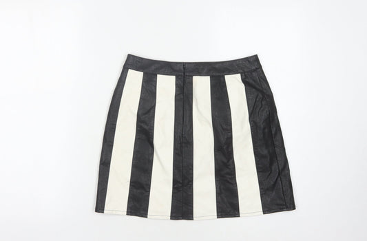 Nasty Gal Women's Black & White Striped Skirt - Size 8