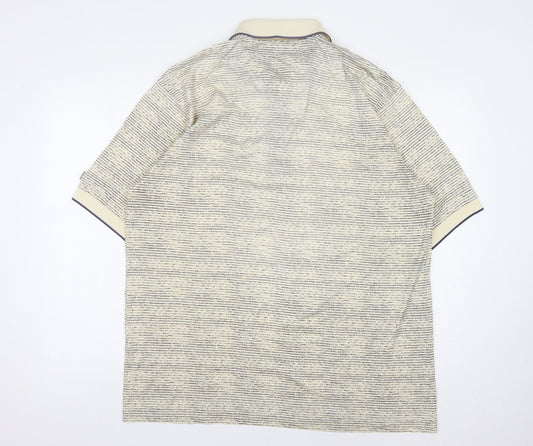 Slazenger L Beige Striped Polo, Men's, Short Sleeve