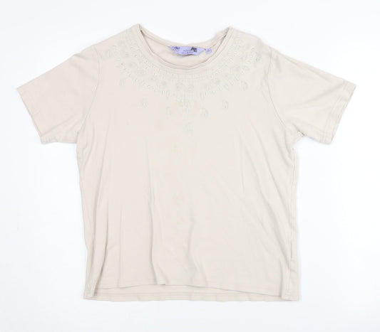 Womens UK Size M Honor Millburn Beige Basic T-Shirt