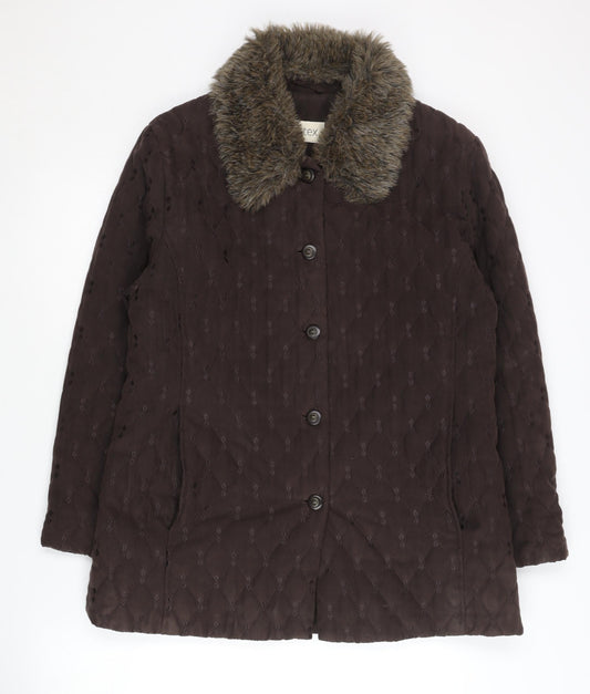 Womens UK Size 10 Eastex Brown Quilted Coat
