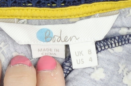 Boden Women's Blue Floral Blouse, UK 8, Lightweight