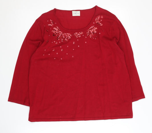 Womens UK Size 18 Eastex Red Pullover Jumper