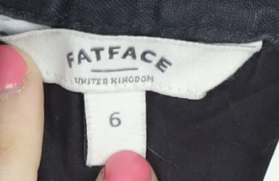 Fat Face Black Linen Embroidered Women's Skirt Size 6