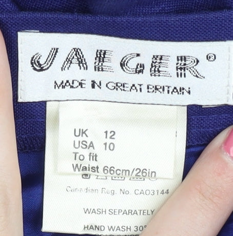 Jaeger Women's Blue Pencil Skirt, UK 12, 100% Flax