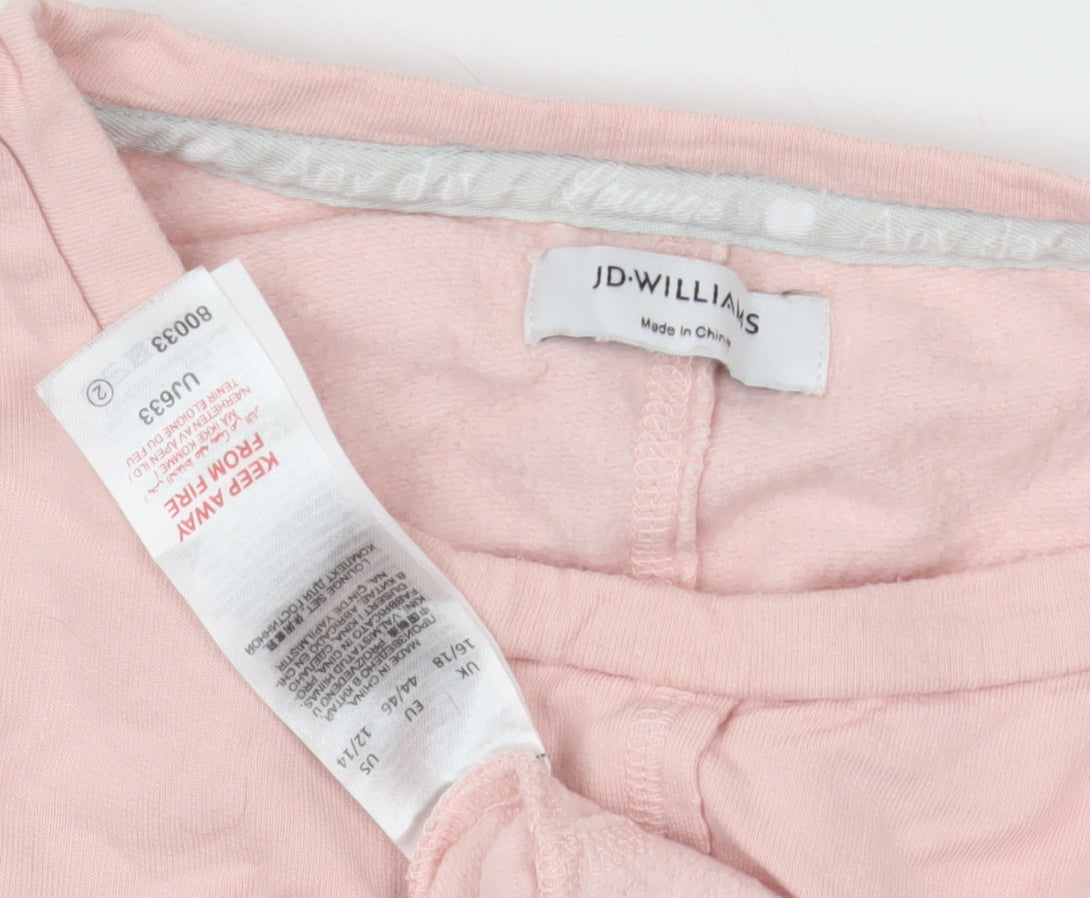 Close-up detail of JD Williams Women's Pink Crew Neck Long Sleeve Top 14