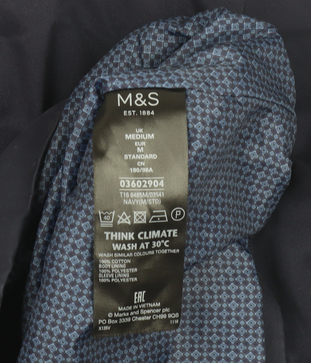 Mens UK Size M Marks and Spencer Blue Basic Jacket