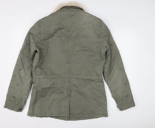 Womens UK Size L Pull & Bear Green Military Jacket