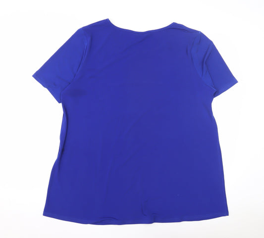 Womens UK Size L Isle Blue Basic T-Shirt