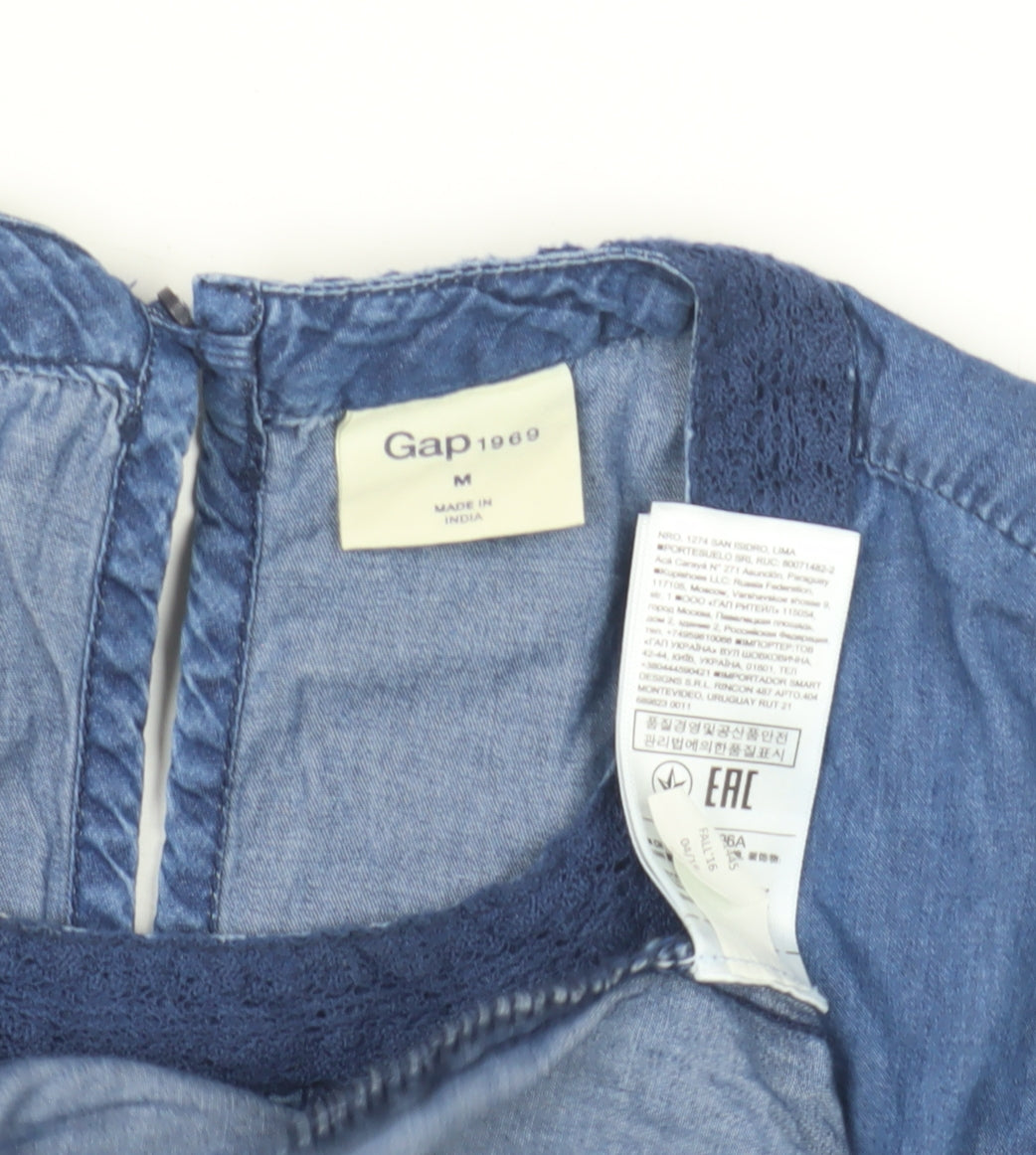 Gap Women's Blue Tunic Blouse M Sleeveless Denim