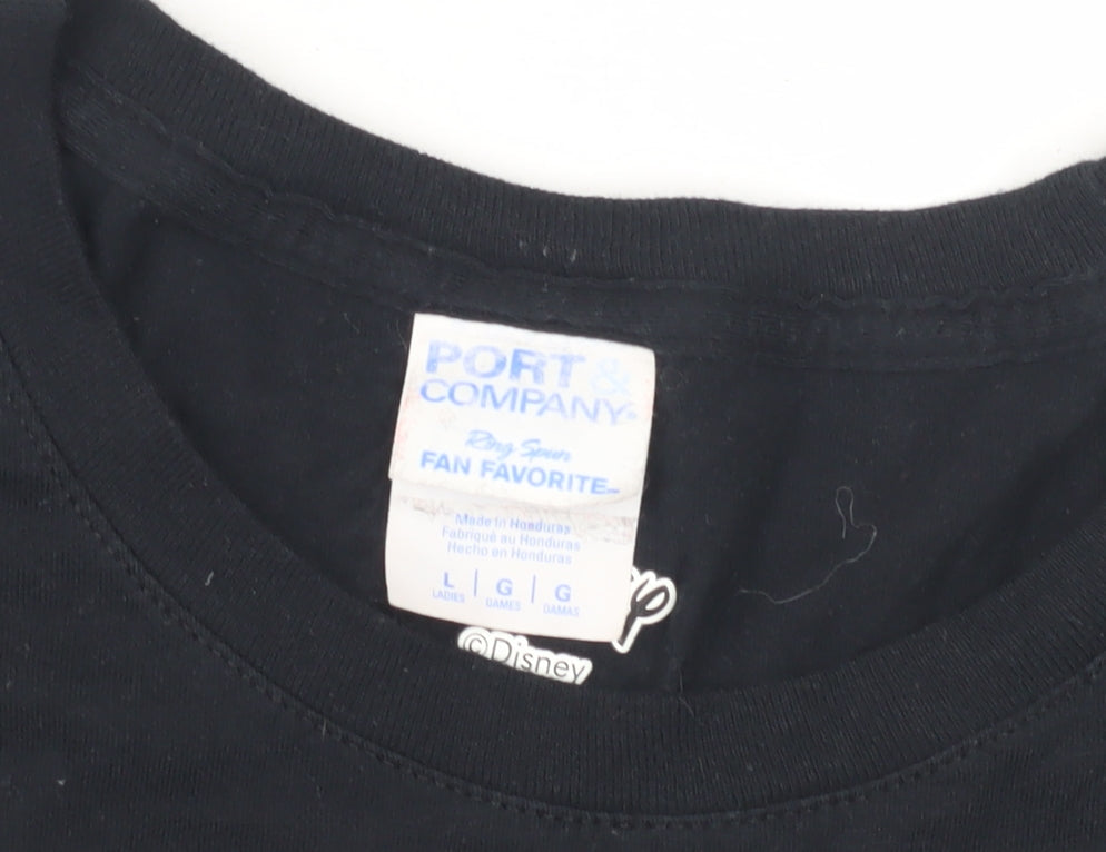 Womens UK Size L Port & Company Black Basic T-Shirt