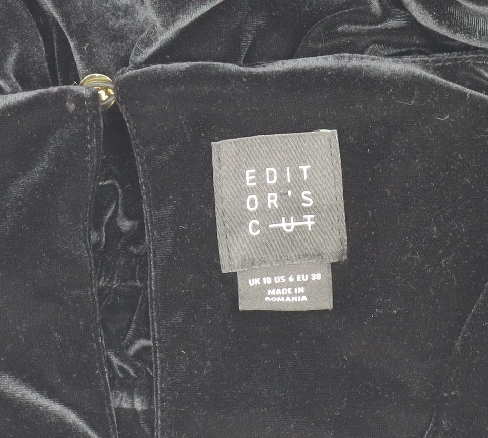 Editor's Cut Black Velvet Jumpsuit, Size 10, Women's Party Wear