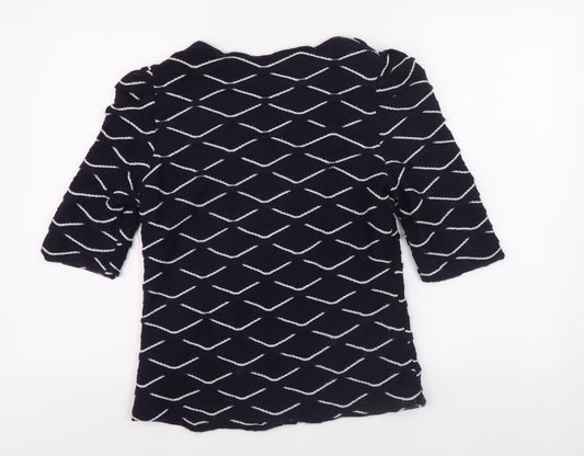 Alexon Women's Blue Button-Up Geometric Top M