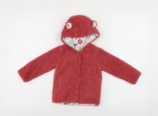 Additional front view of Mini Cuddles Red Hooded Cardigan for unisex baby 9-12 months