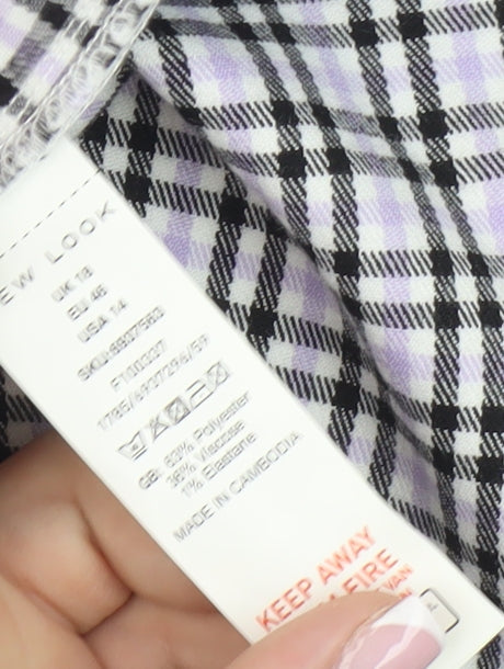 New Look Women's Black Pleated Check Skirt Size 18