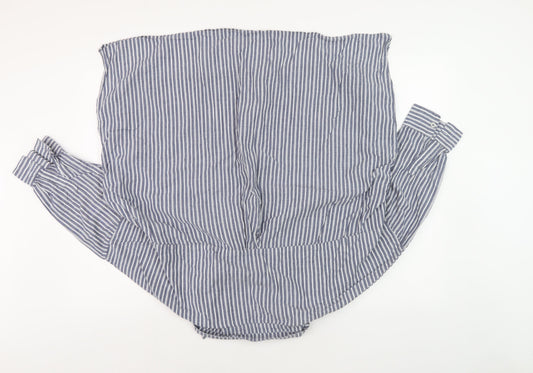 French Connection Men's L Blue Striped Polo Shirt