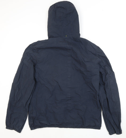 Pretty Green Unisex Hooded Blue Mid-Length Jacket