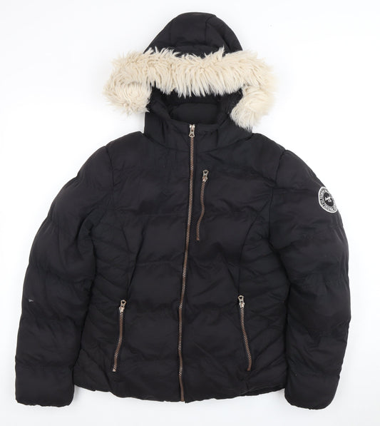 Womens UK Size 10 SoulCal & Co Black Puffer Jacket