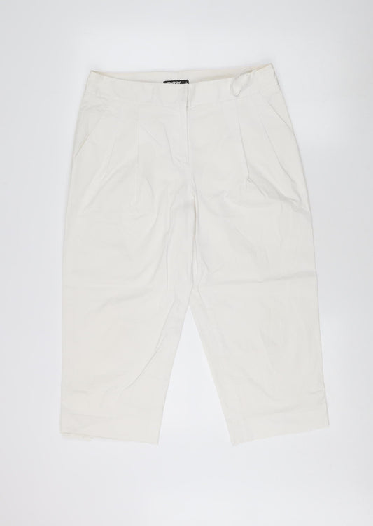 Womens UK Size 6 DKNY Regular Fit Cropped Ivory Trousers