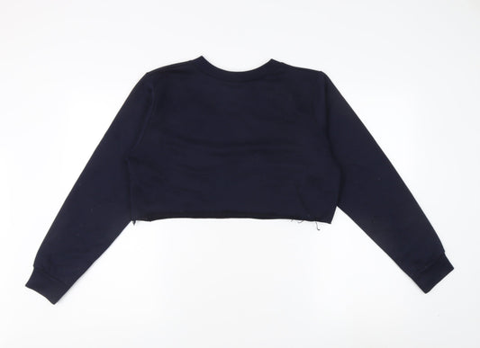 Boohoo Women's Blue Cropped Pullover Sweatshirt, UK 12