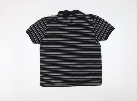 Bonmarché Men's Black Striped Polo Shirt L