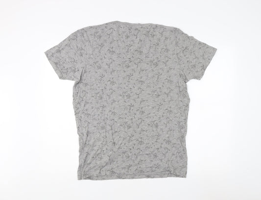 Selected Homme Mens Grey Floral T-Shirt Size L