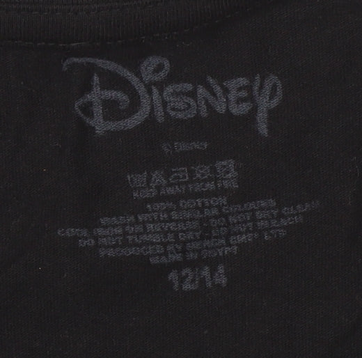 Close-up detail of Disney Teens Black Bambi T-Shirt, size 12, Crew Neck