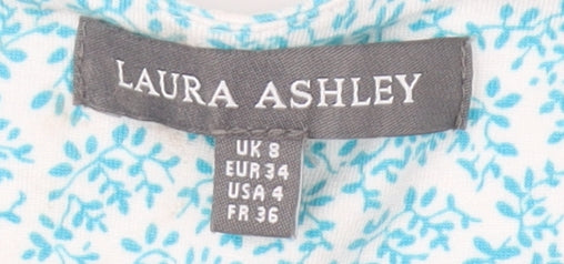 Womens UK Size 8 Laura Ashley Blue Basic Blouse