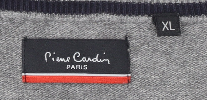 Pierre Cardin Grey V-Neck Pullover Mens Jumper XL