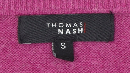 Thomas Nash Men's Pink V-Neck Pullover Jumper, Size S