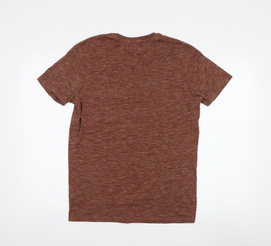 Selected Homme Men's Brown Crew Neck T-Shirt, M