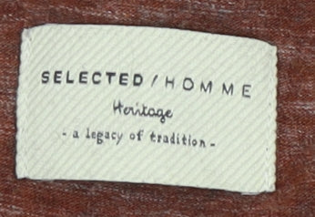 Selected Homme Men's Brown Crew Neck T-Shirt, M