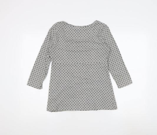 Boden Women's Grey Polka Dot T-Shirt, Size 10