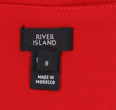River Island Red Long Sleeve Wrap Dress, Size 8 Women