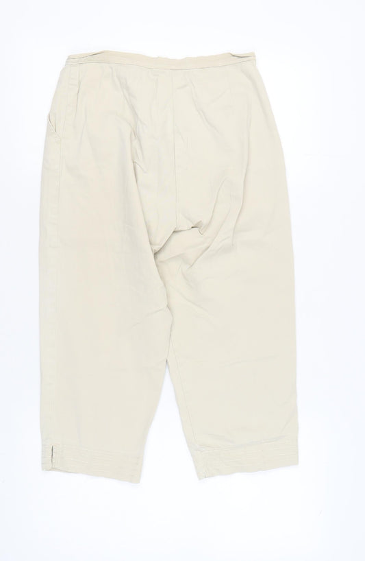 Bonmarché Women Beige Trousers Size 12 Cotton Casual