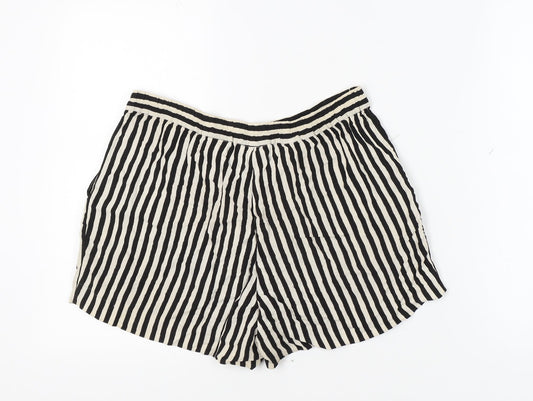 H&M Women's Black Striped Shorts Size 10