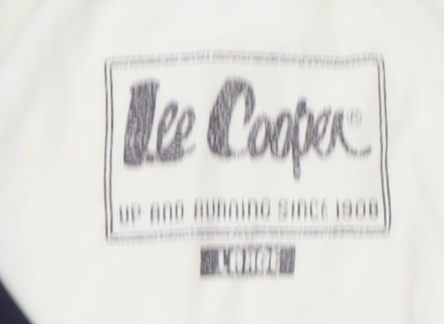 Lee Cooper Men's White Henley T-Shirt - Cotton, Short Sleeve