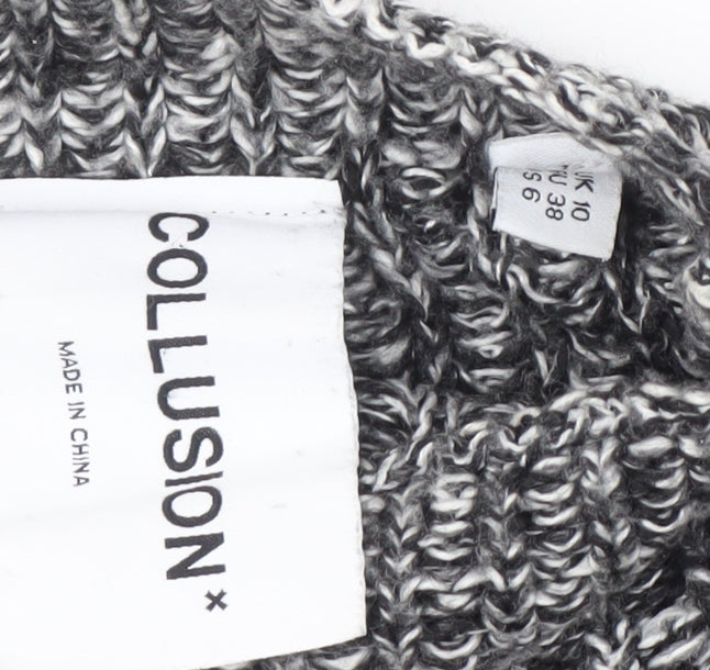 Collusion Women's Mock Neck Multicoloured Pullover, Size 10