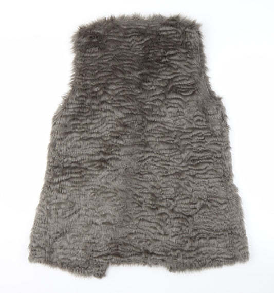 New Look Women's Grey Faux Fur Waistcoat Size 10