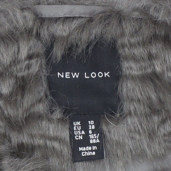 New Look Women's Grey Faux Fur Waistcoat Size 10
